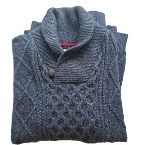 Wind River Mens XL Shawl‎ Collar Cable Knit Sweater Blue